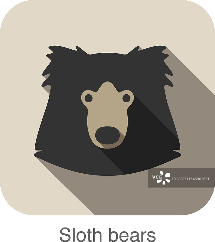 树懒熊脸部扁平图标设计动物图标图片素材