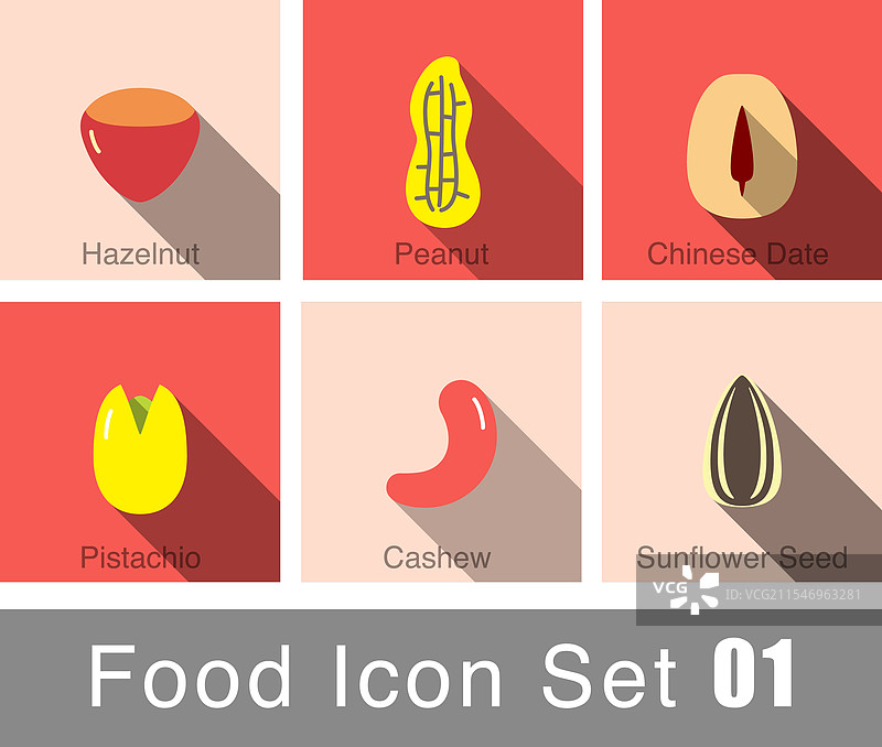 不同坚果组合，孤立在多彩背景上图片素材