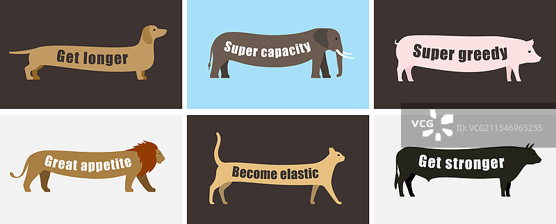 动物走路的长肚子侧面扁平3D图标图片素材