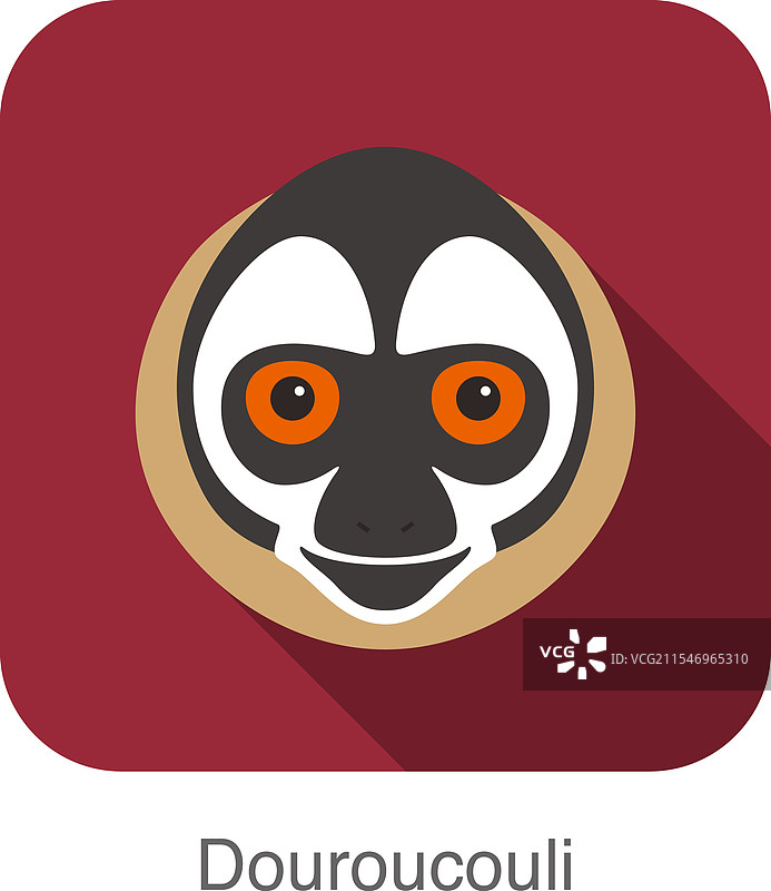 可爱的猴子脸朵鲁库利扁平图标设计图片素材