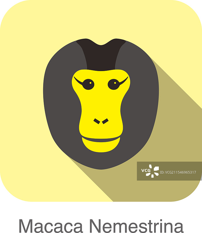 可爱的猕猴脸部平面图标图片素材