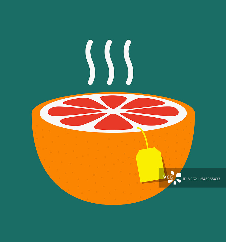 橙子水果杯茶概念图片素材