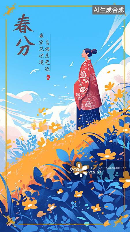 【AI数字艺术】二十四节气海报春分图片素材