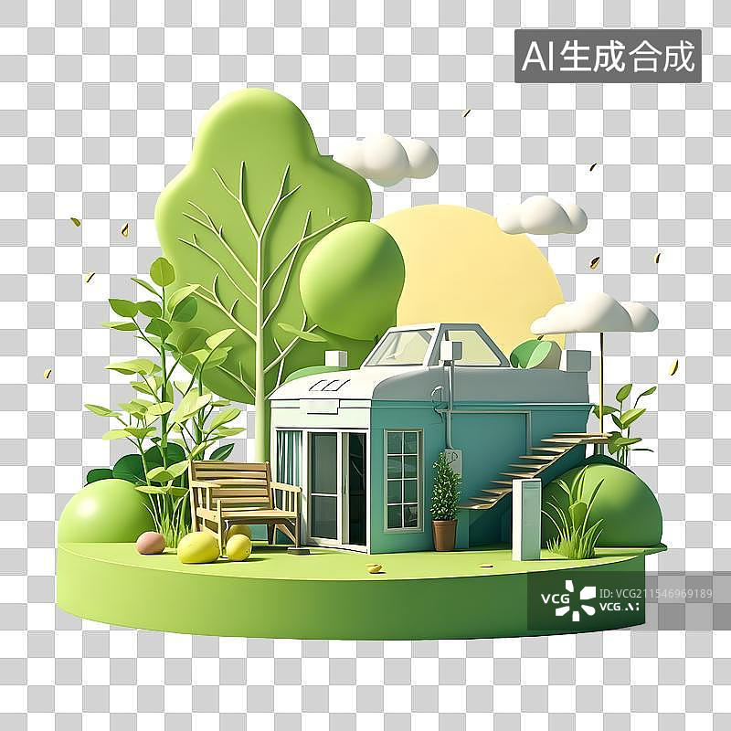 【AI数字艺术】春季室内室外场景3D模型图片素材