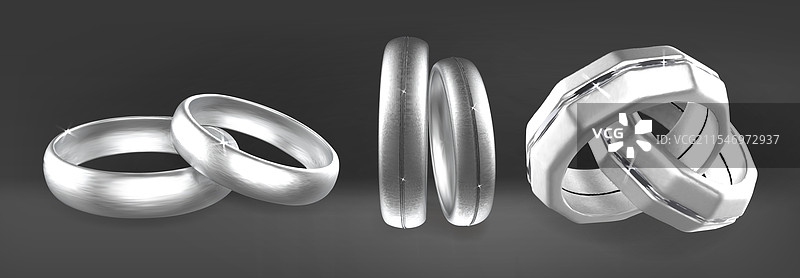 优雅的铂金或白金婚戒图片素材