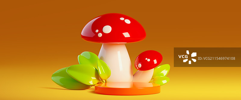 秋季讲台上有红色斑点的蘑菇图片素材