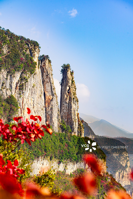 重庆巫山神女景区净坛峰深秋红叶图片素材