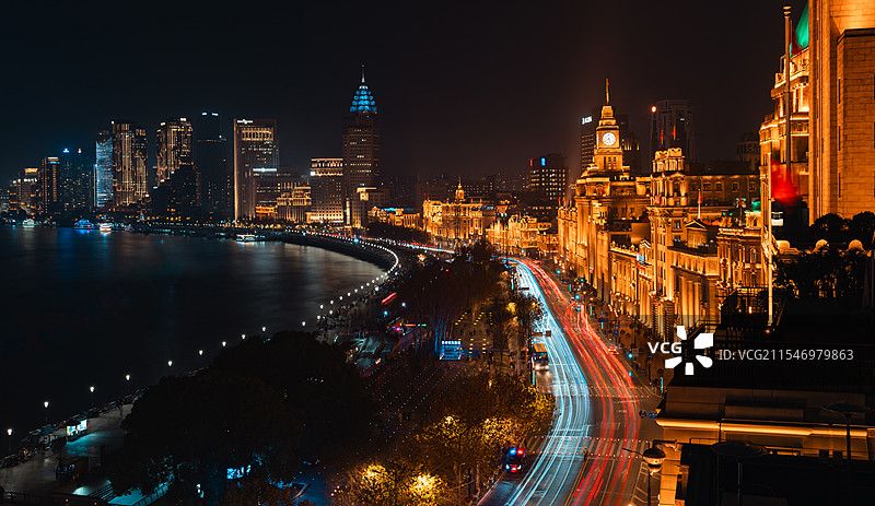 城市风光地标建筑外滩夜景图片素材