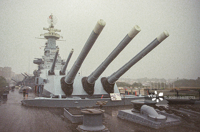 美国北卡罗来纳州威尔明顿北卡罗来纳号战列舰景色图片素材