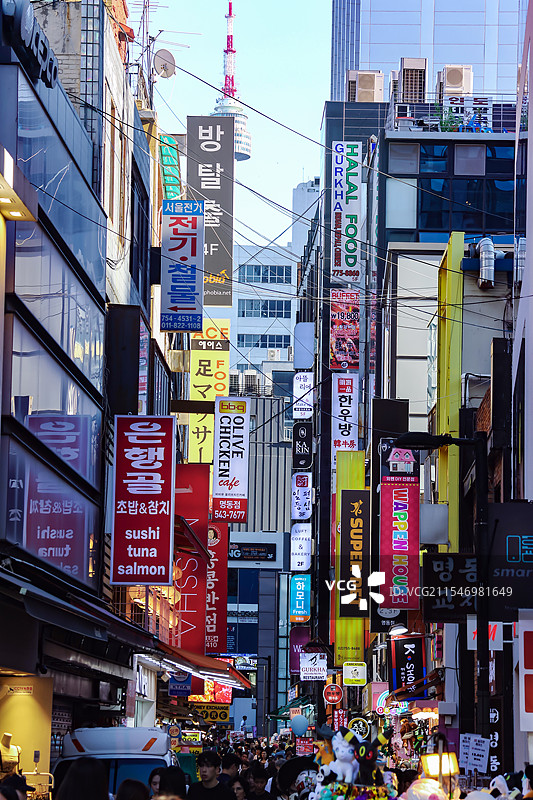 韩国首尔，明洞图片素材