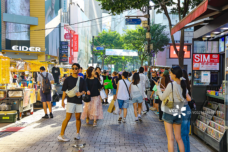 韩国首尔，明洞图片素材