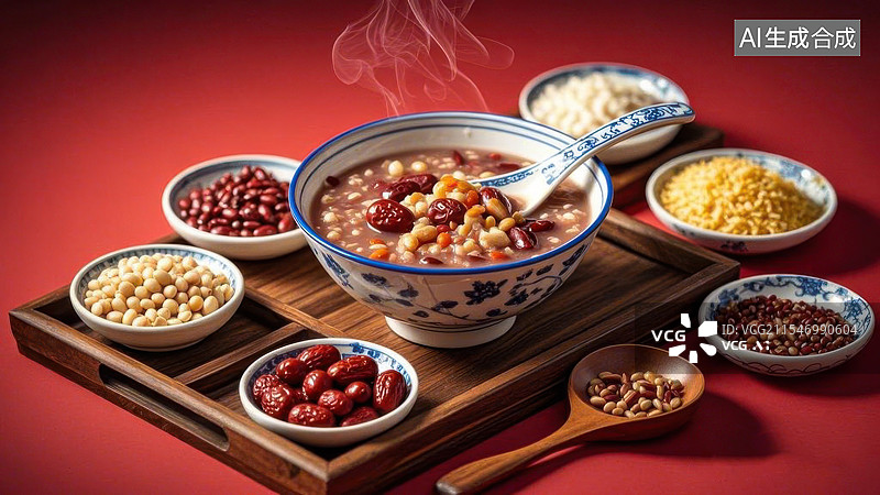 【AI数字艺术】中国传统美食腊八粥腊月新年喜庆图片素材