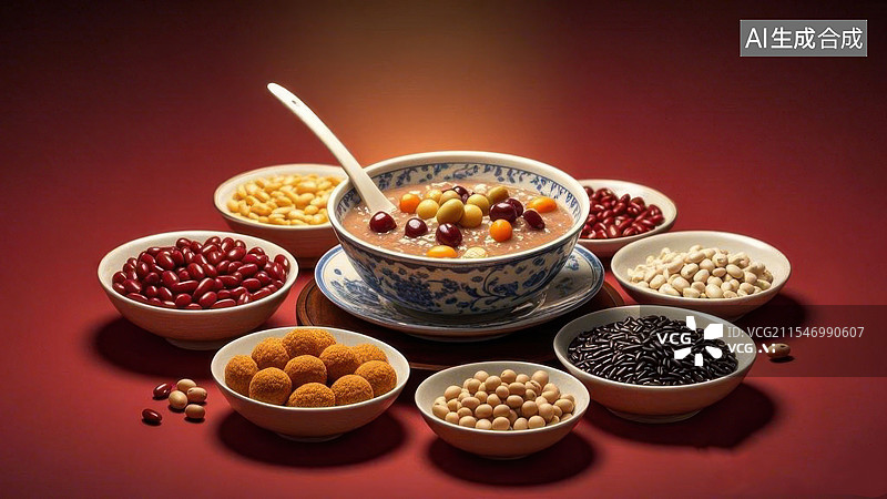 【AI数字艺术】中国传统美食腊八粥腊月新年喜庆图片素材