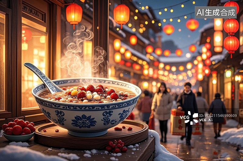 【AI数字艺术】中国传统美食腊八粥腊月新年喜庆图片素材