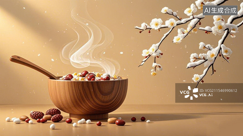 【AI数字艺术】中国传统美食腊八粥腊月新年喜庆图片素材