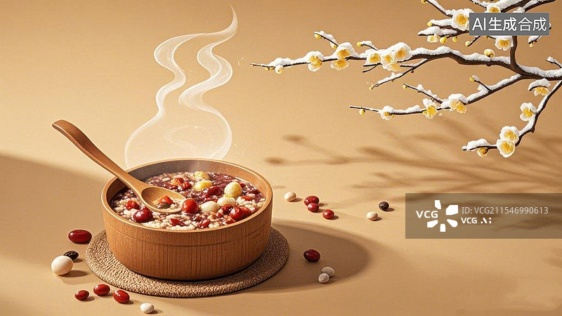 【AI数字艺术】中国传统美食腊八粥腊月新年喜庆图片素材