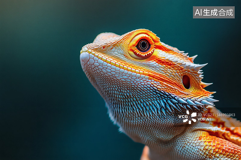 【AI数字艺术】饲养宠物，鬃狮蜥蜴头部特写图片素材