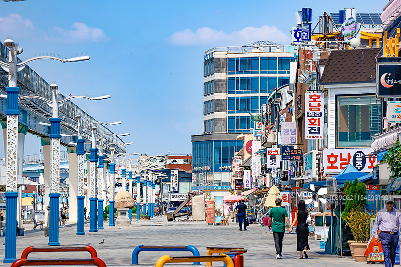 韩国仁川童话村 月尾岛 唐人街 海岸图片素材