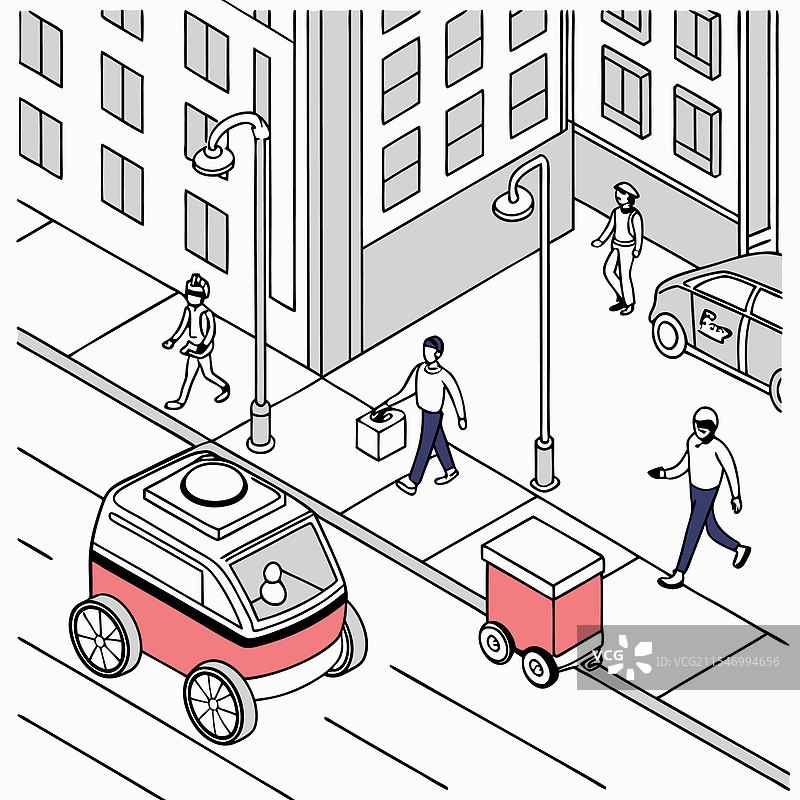 送货机器人剪影，未来的象征图片素材