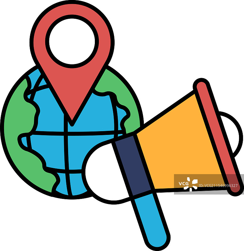 线条风格的扩音器和地球概念图片素材