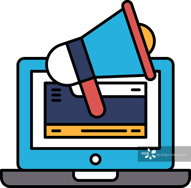 一台笔记本电脑屏幕上有一个扬声器图片素材