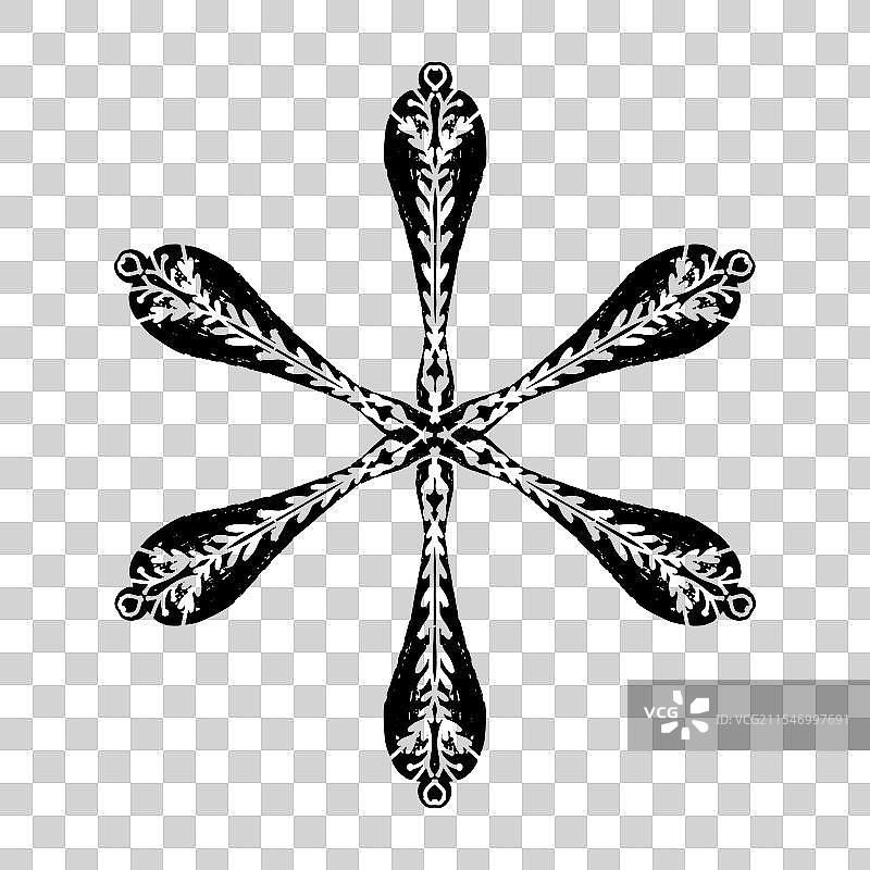 蕾丝民俗风格的开口雪花版画图片素材