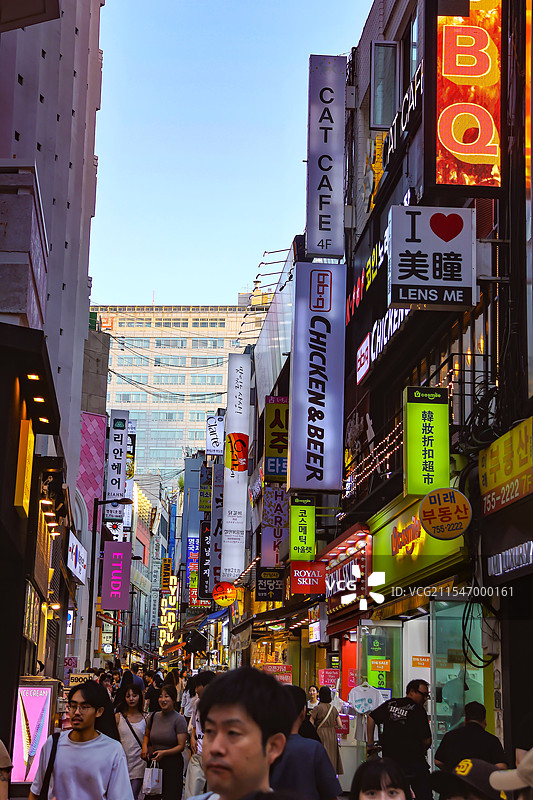 韩国首尔，明洞图片素材