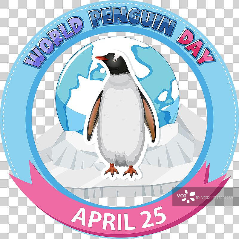 色彩斑斓的徽章，展示了一只企鹅，代表世界图片素材