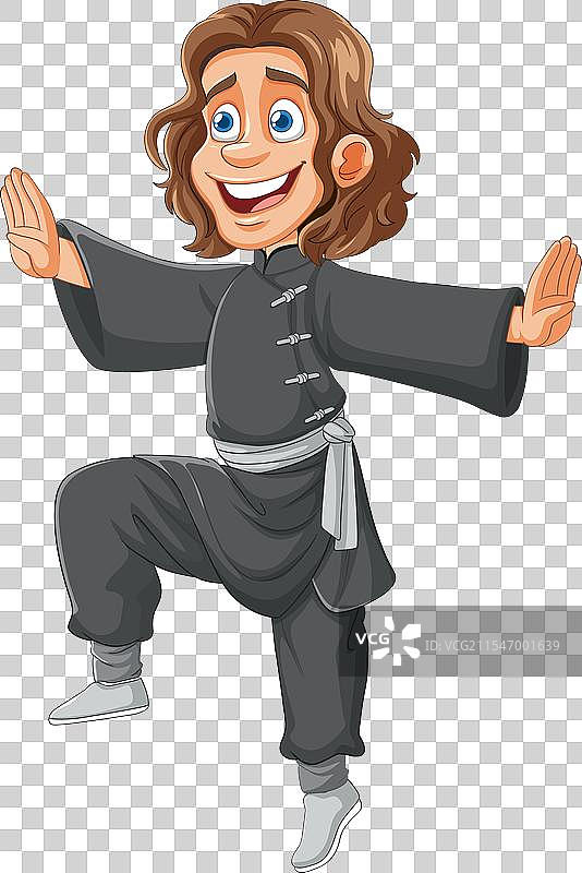 快乐地练习武术的动画角色图片素材