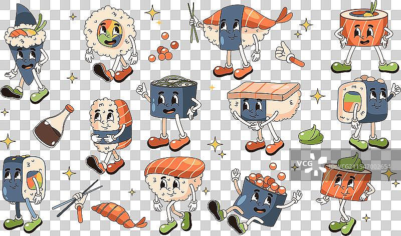 寿司漫画角色的波普艺术系列图片素材