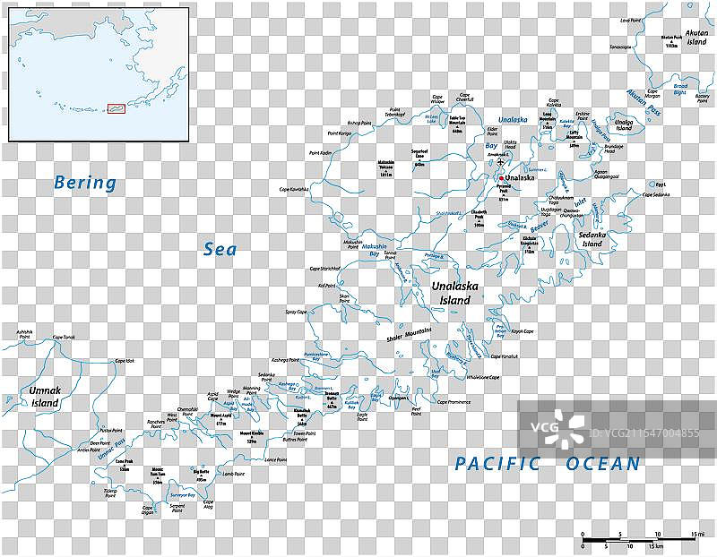 阿留申群岛乌纳拉斯卡岛的地图，美国图片素材