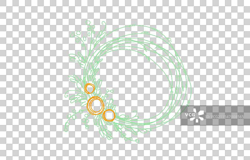 单一连续线条花卉圆形框架手绘图片素材