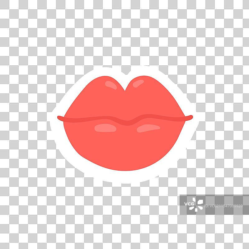 红色性感嘴唇日记贴纸文字和角色图片素材