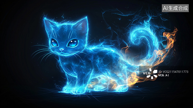 【AI数字艺术】火焰精灵猫图片素材
