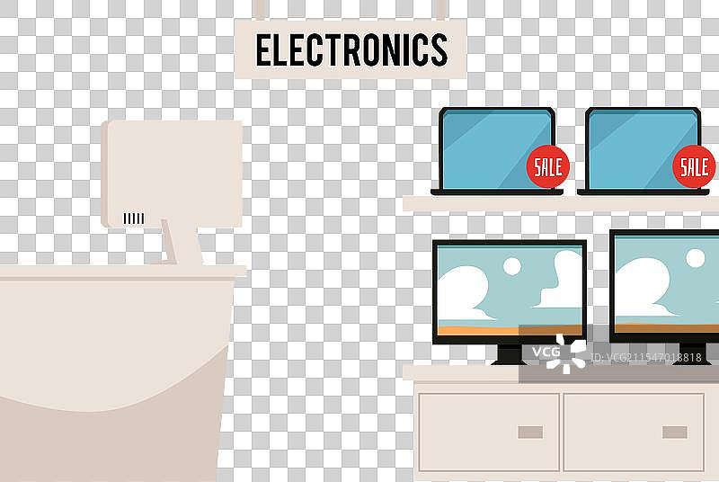 空荡荡的电子商店，家电展示区图片素材