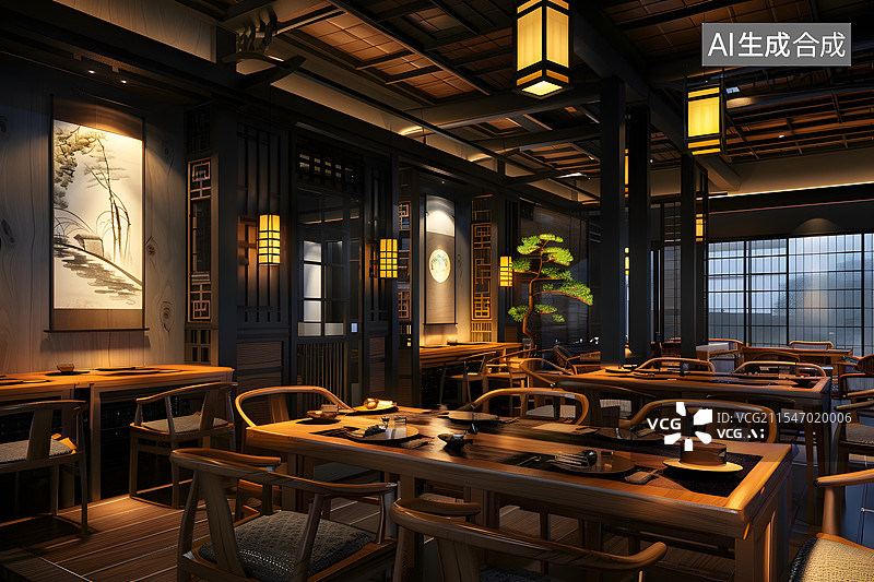【AI数字艺术】中式装修风格的室内房间图片素材