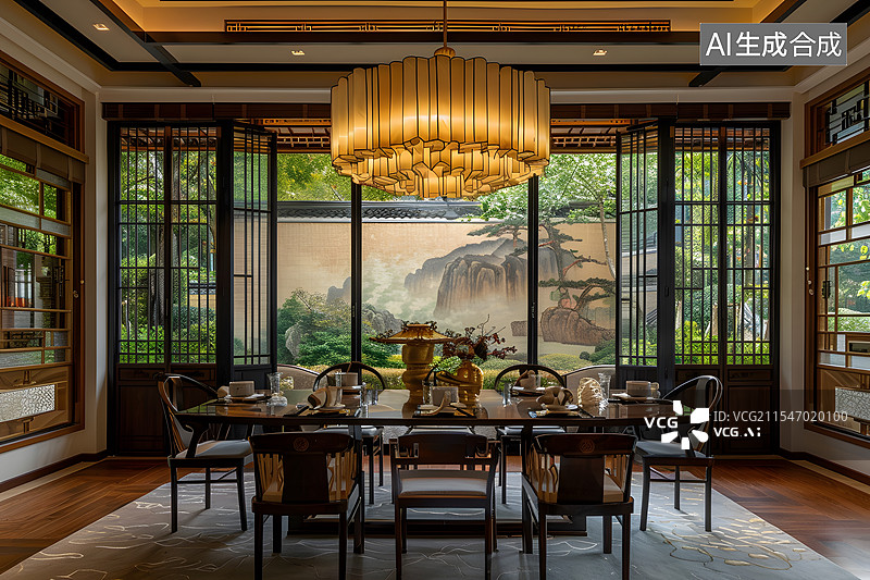 【AI数字艺术】中式装修风格的室内房间图片素材