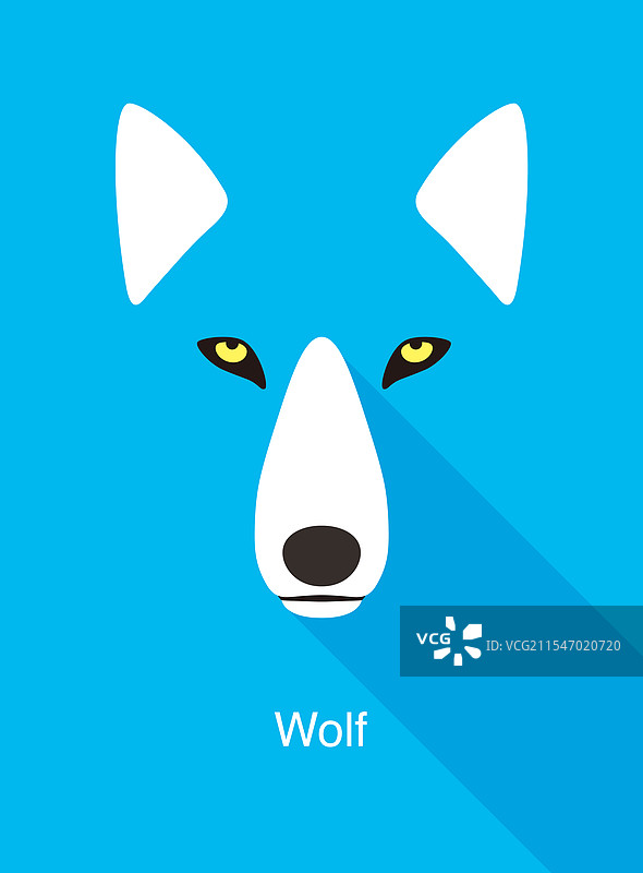 可爱的平面肖像图标：土狼或狼的面孔图片素材