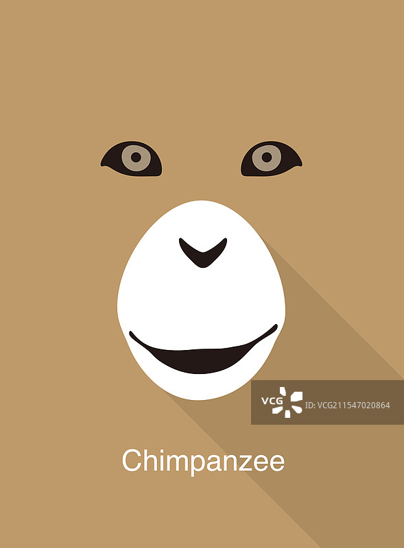 猩猩猴子面孔扁平图标简单设计图片素材