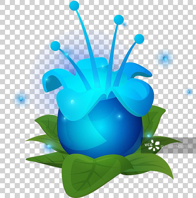 美丽的蓝色发光魔法花朵图片素材