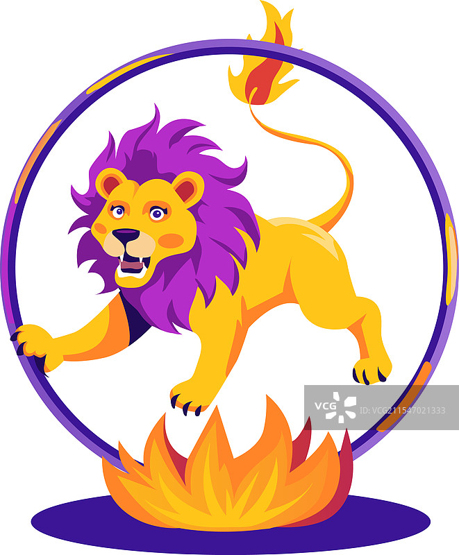 狮子从火圈中跳出图片素材