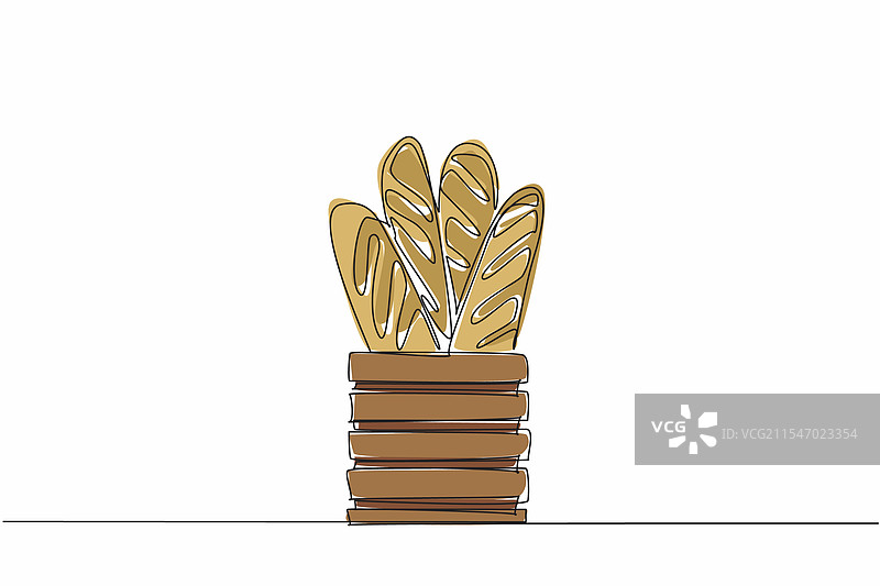 连续一笔画法的法式面包图片素材