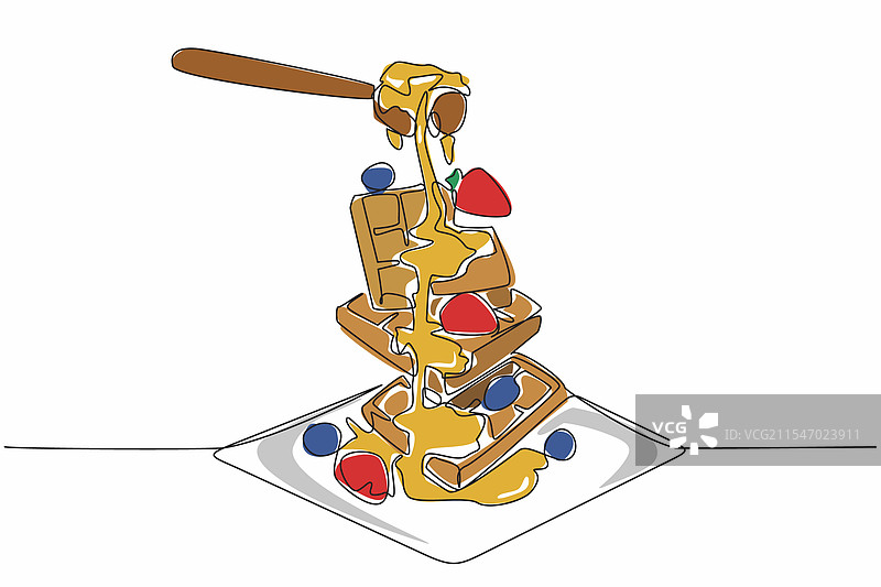 一笔画的方形华夫饼排列在一起图片素材