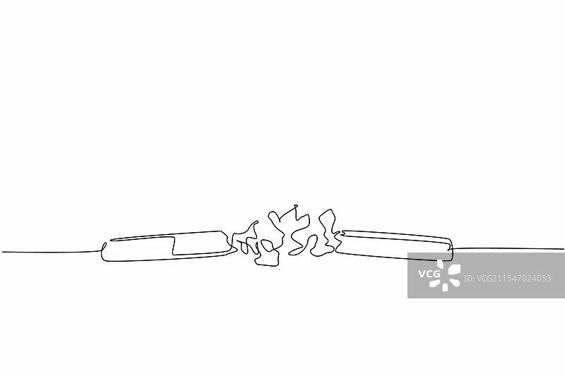 一笔连续线条画的断烟卷图片素材