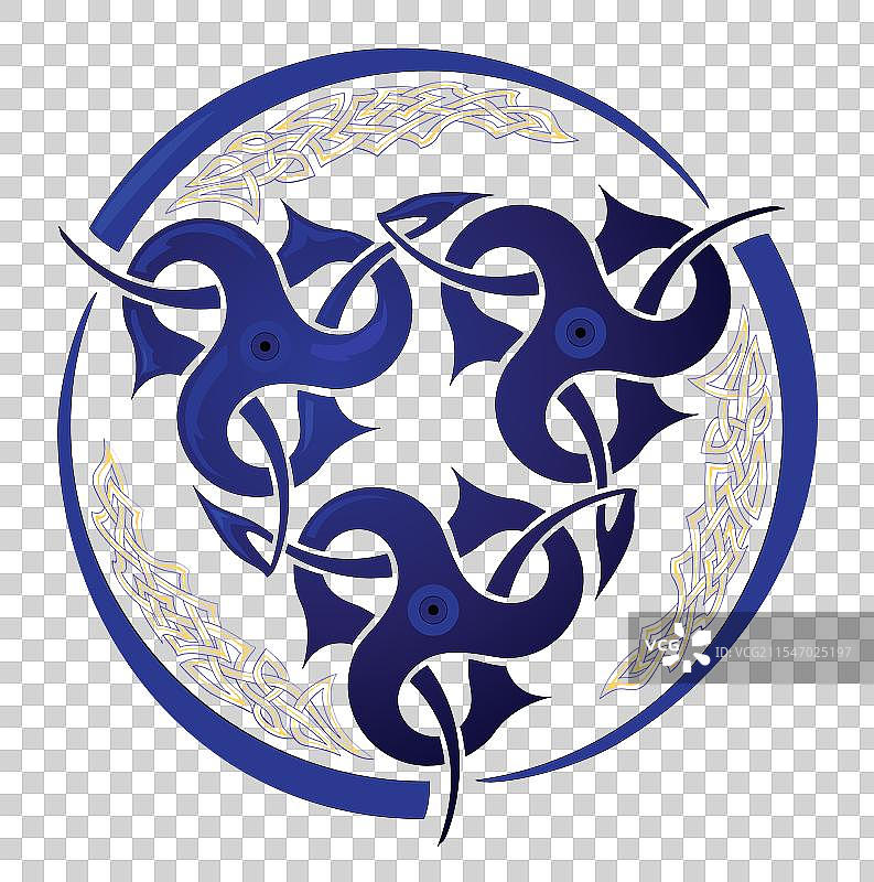 古老的凯尔特三重螺旋图案与九头蛇图片素材