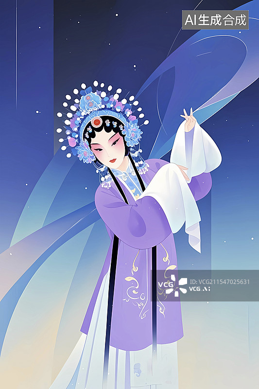 【AI数字艺术】国粹艺术京剧戏曲花旦人物美女插画图片素材