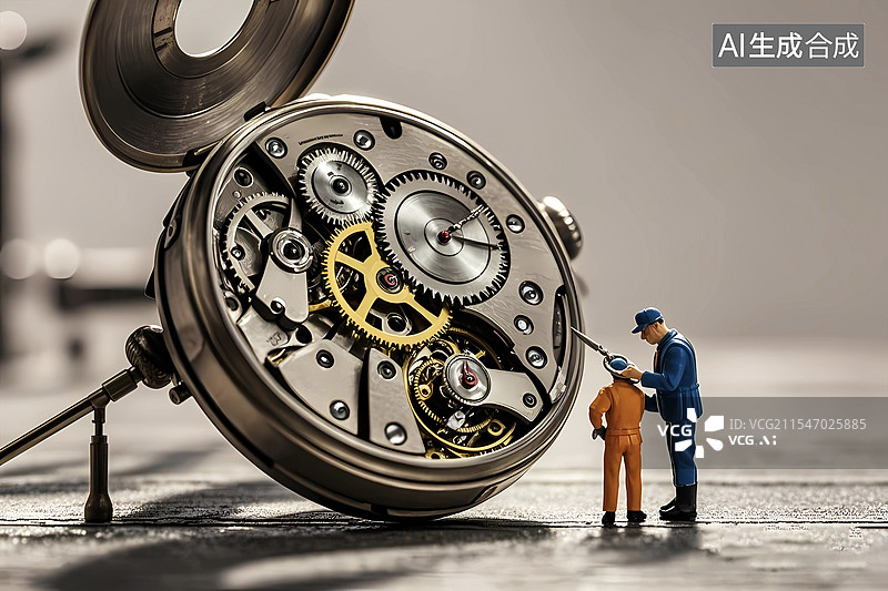 【AI数字艺术】微距钟表维修机械表结构场景图片素材