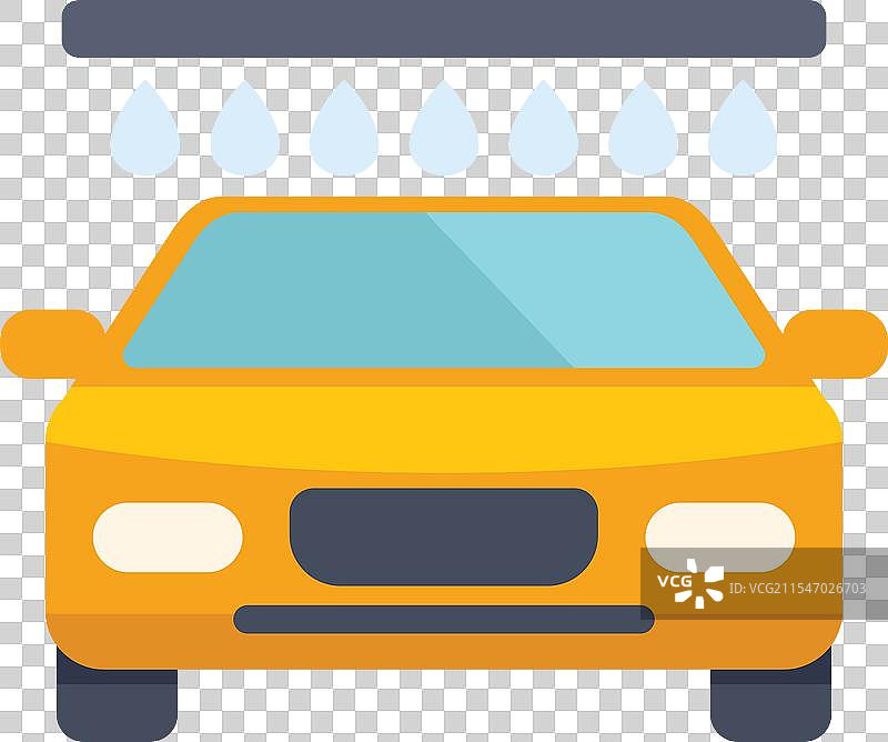 简单的平面图，展示一辆黄色汽车。图片素材
