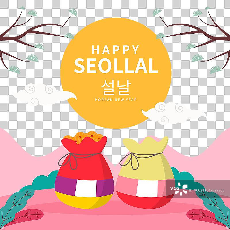 平面快乐的春节韩国节日设计图片素材