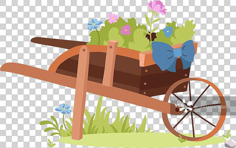 花园装饰性手推车春季假日图片素材